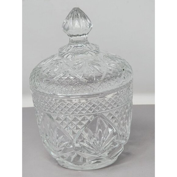 Vintage Clear Pressed‎ Glass Candy Dish With Lid Made In USA - Picture 3 of 13